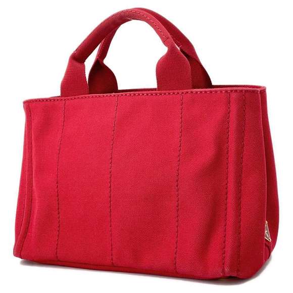 Prada Tote Handbag Canapa Canvas Red - Picture 2 of 12